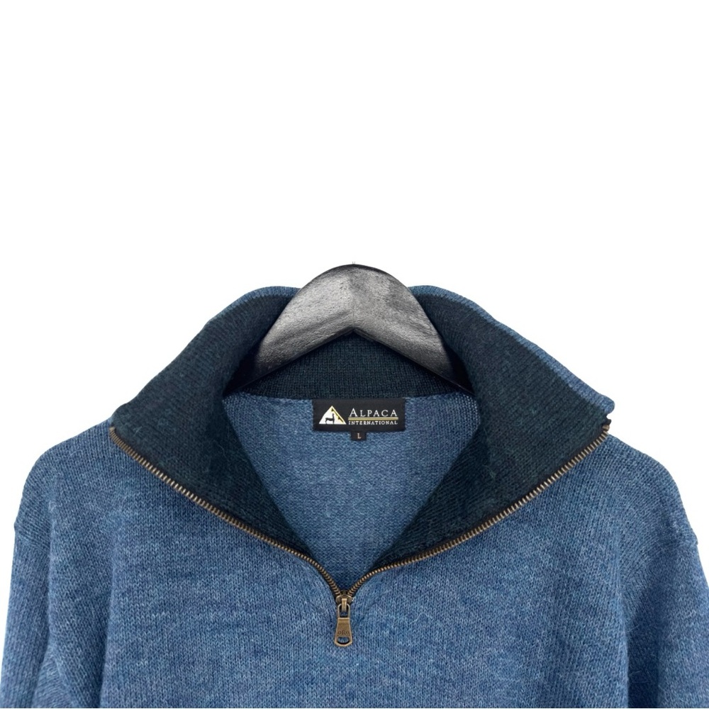 Alpaca International The Caminero Quarter-Zip Pullover Sweater Blue 100% Alpaca - Picture 5 of 10